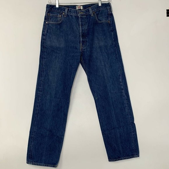 Levis 501 Women Mom's Jeans Blue Size 38x34 Straight Leg Button Fly High Vintage - Picture 1 of 10